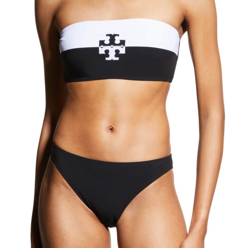 Tory Burch Colorblock Logo Bandeau Bikini Top
